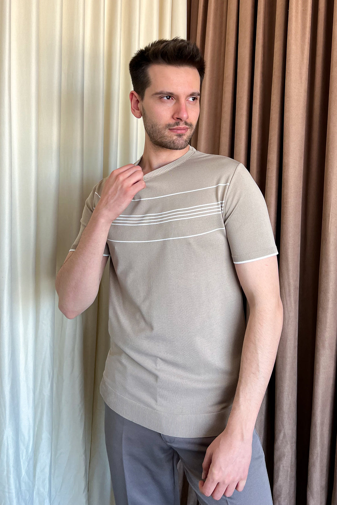 MPL Men's Striped T-shirt with Round Neck and Short Sleeves 9250 - Old Bridge
