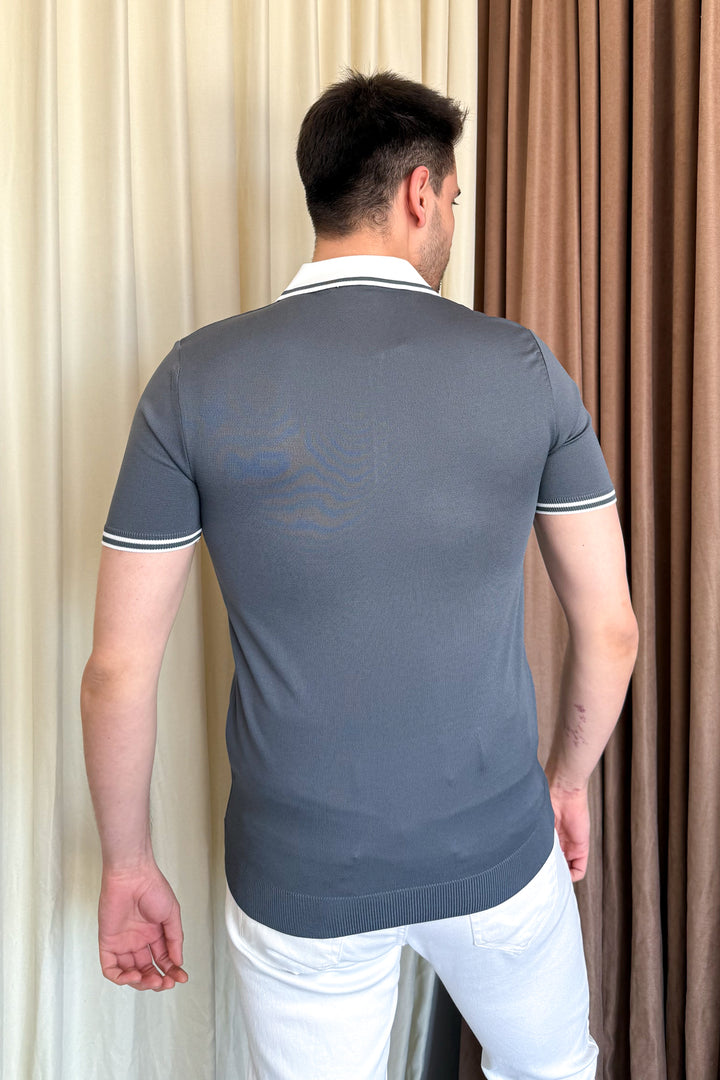 MPL Men's Polo Collar Zippered Short Sleeve Sweater - Boca Raton