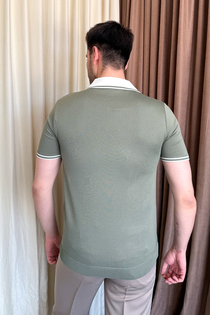 MPL Men's Polo Collar Zippered Short Sleeve Sweater - Ciudad Lerdo