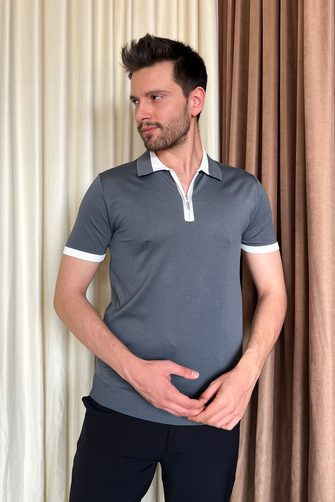 MPL Men's Zippered Short Sleeve T-shirt 9650 - Union City