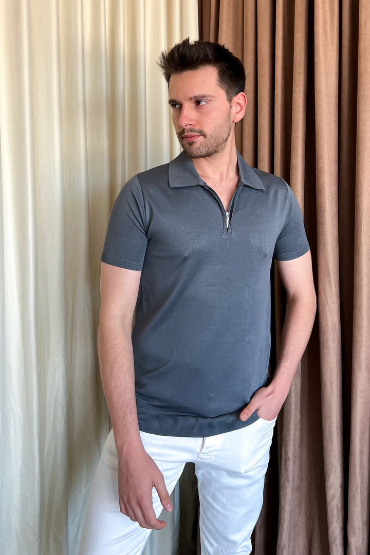MPL Men's Zippered Short Sleeve Polo Collar Sweater 9900 - Königswinter