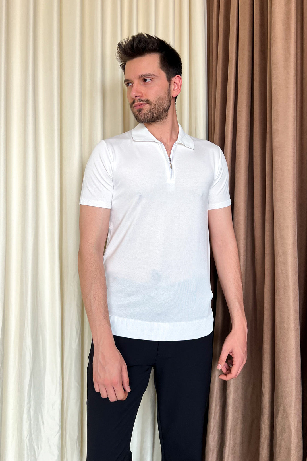 MPL Men's Zippered Short Sleeve Polo Collar Sweater 9900 - Fort Worth