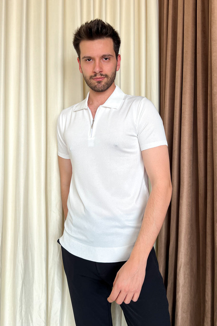 MPL Men's Zippered Short Sleeve Polo Collar Sweater 9900 - Fort Worth