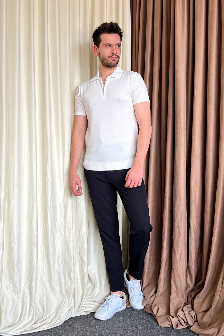 MPL Men's Zippered Short Sleeve Polo Collar Sweater 9900 - Fort Worth