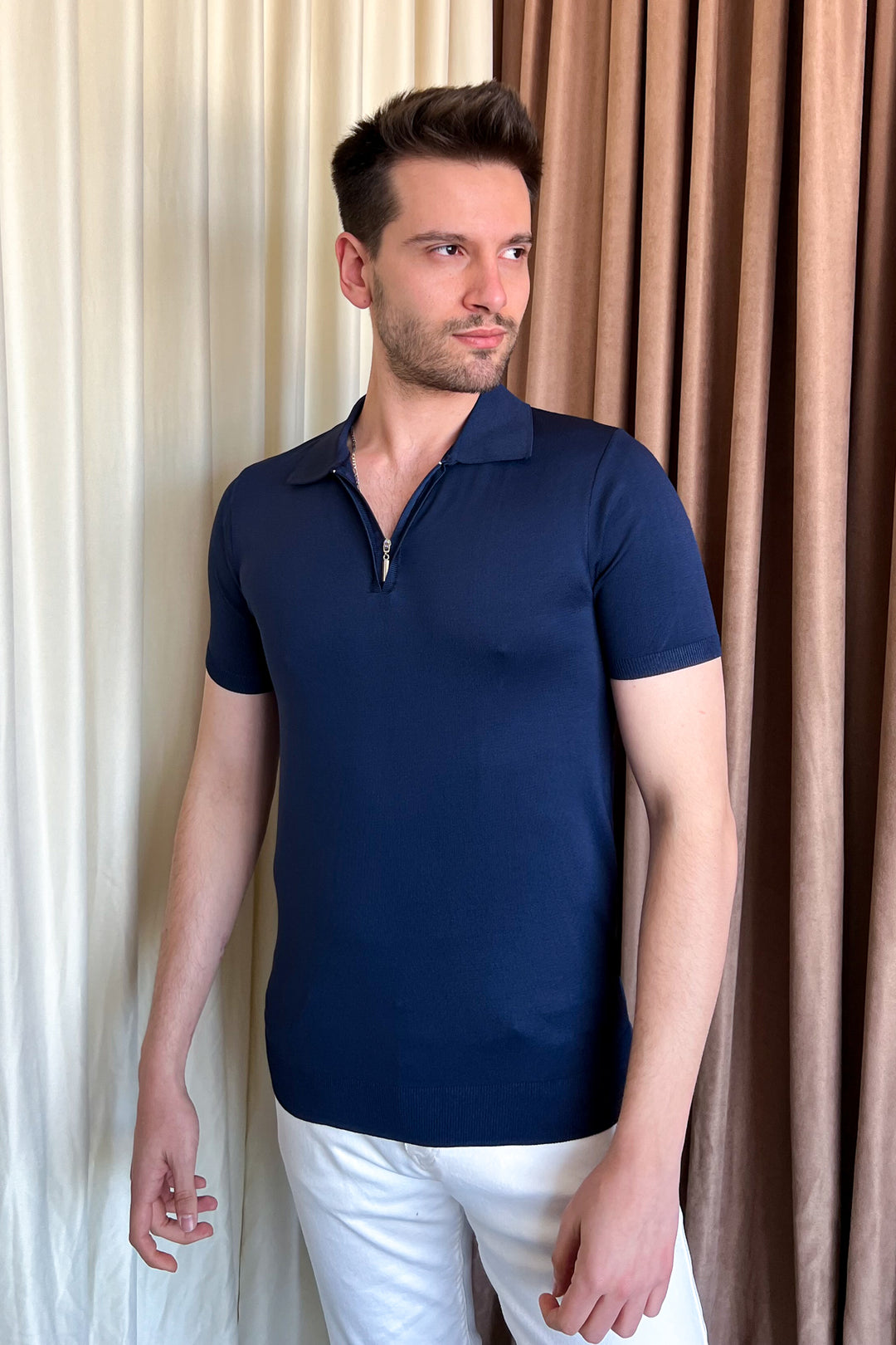 MPL Men's Zippered Short Sleeve Polo Collar Sweater 9900 - Winchester