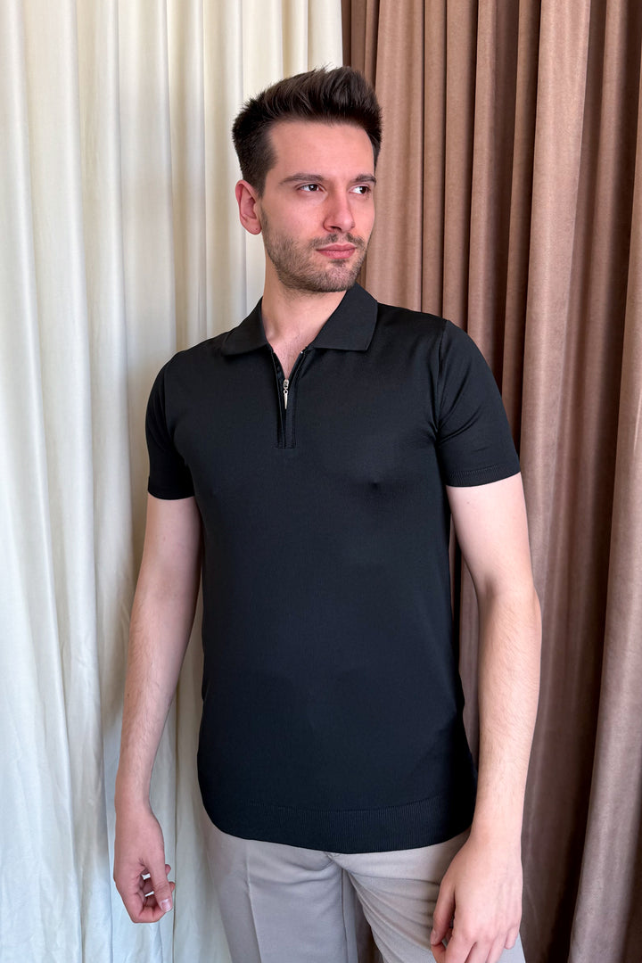 MPL Men's Zippered Short Sleeve Polo Collar Sweater 9900 - Middletown