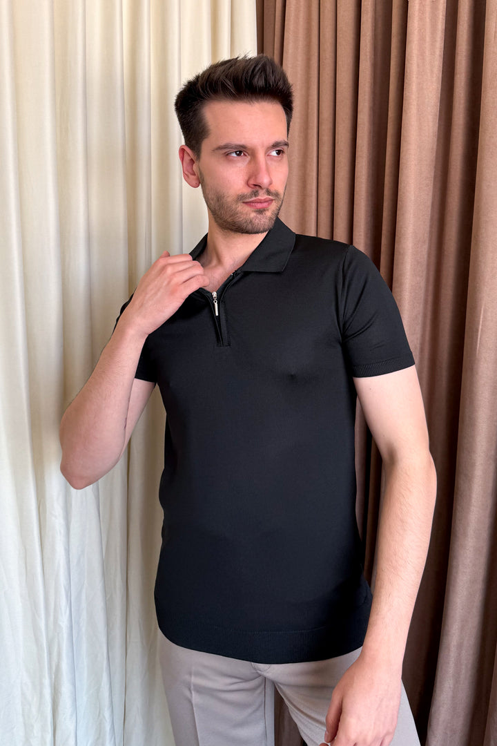 MPL Men's Zippered Short Sleeve Polo Collar Sweater 9900 - Middletown
