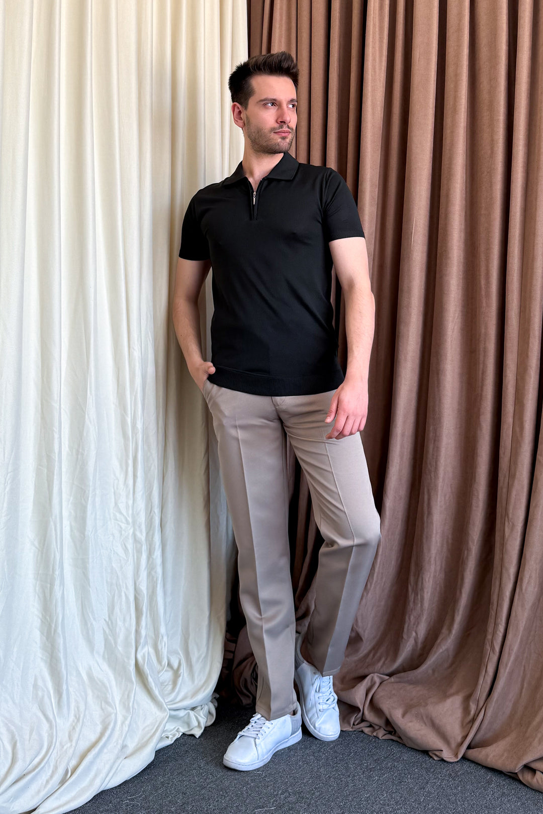 MPL Men's Zippered Short Sleeve Polo Collar Sweater 9900 - Middletown