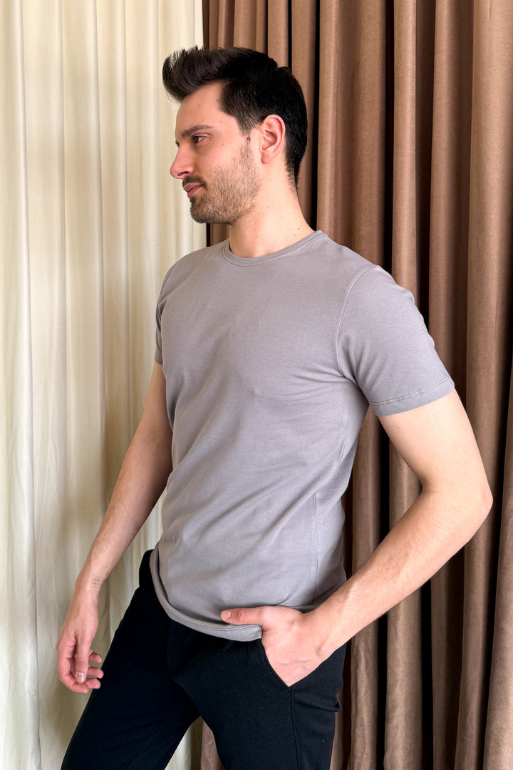 MPL Men's Cotton Ottoman Zero Collar T-shirt 3155 - Kyiv