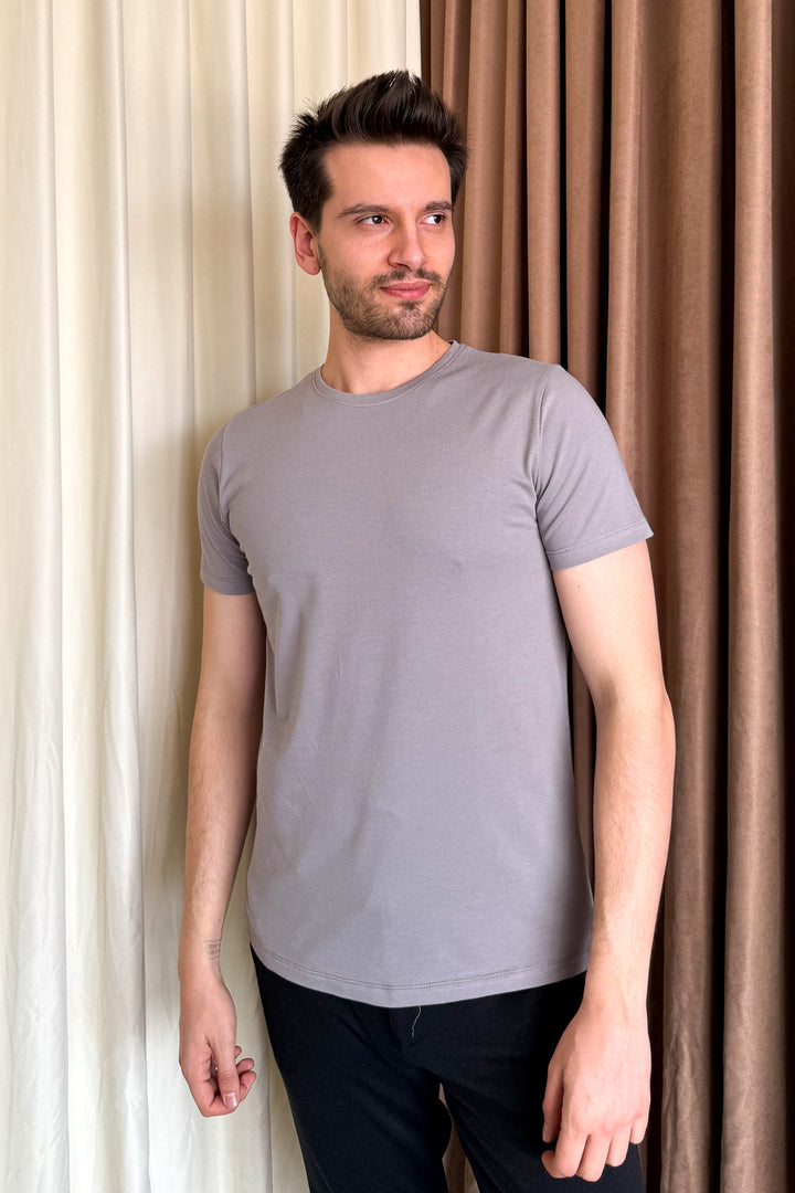 MPL Men's Cotton Ottoman Zero Collar T-shirt 3155 - Kyiv
