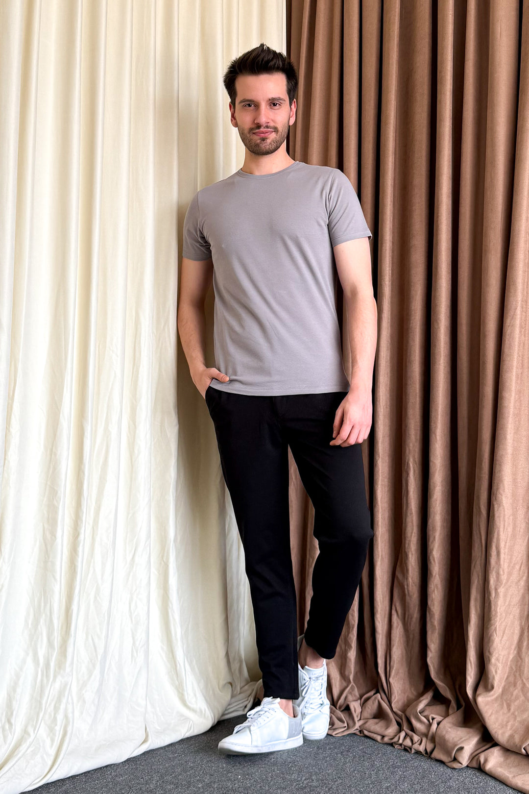 MPL Men's Cotton Ottoman Zero Collar T-shirt 3155 - Kyiv