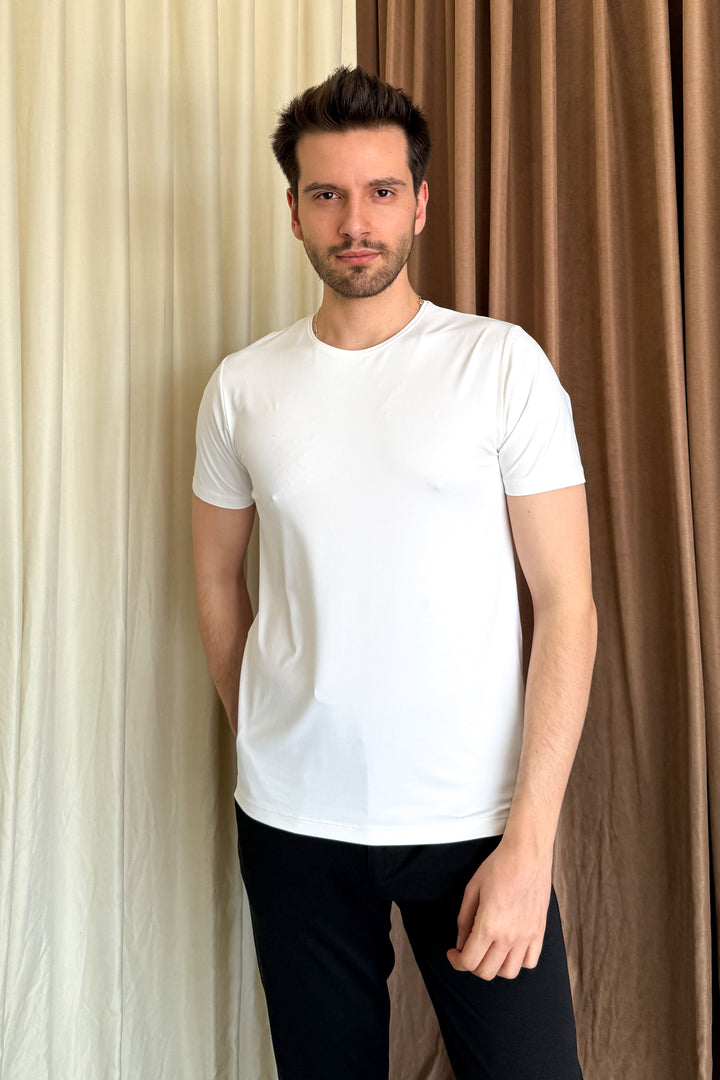 MPL Men's Cotton Ottoman Zero Collar T-shirt 3155 - Venray