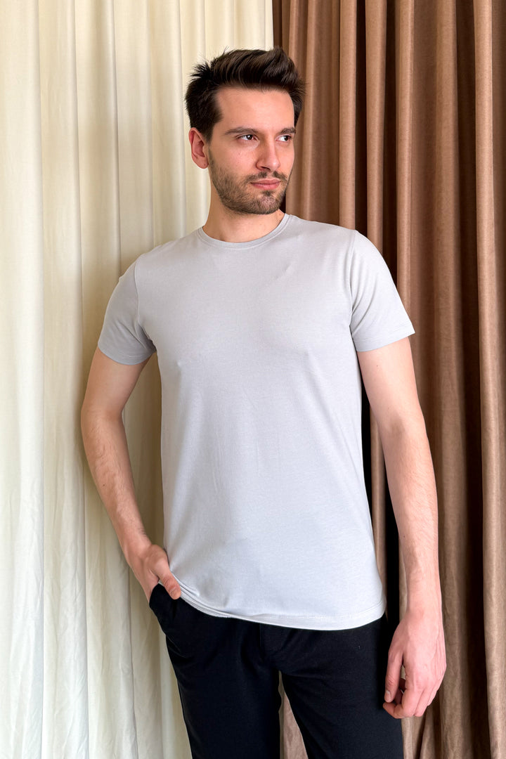 MPL Men's Cotton Ottoman Zero Collar T-shirt 3155 - Salamanca
