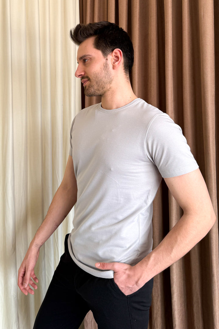 MPL Men's Cotton Ottoman Zero Collar T-shirt 3155 - Salamanca