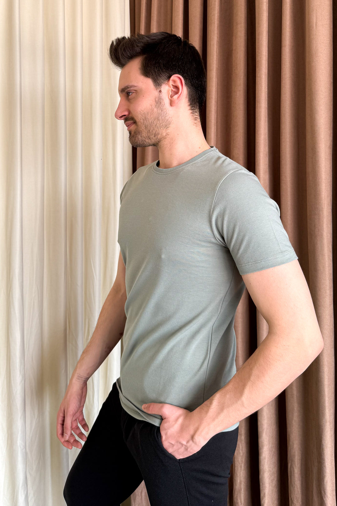 MPL Men's Cotton Ottoman Zero Collar T-shirt 3155 - Rhondda