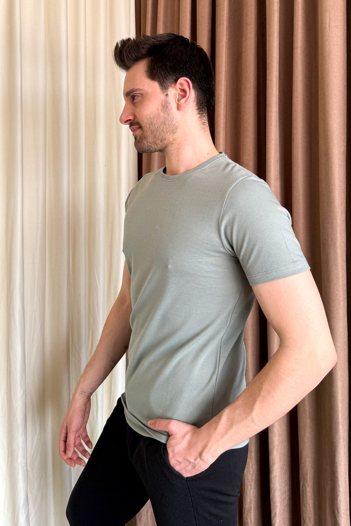 MPL Men's Cotton Ottoman Zero Collar T-shirt 3155 - Rhondda
