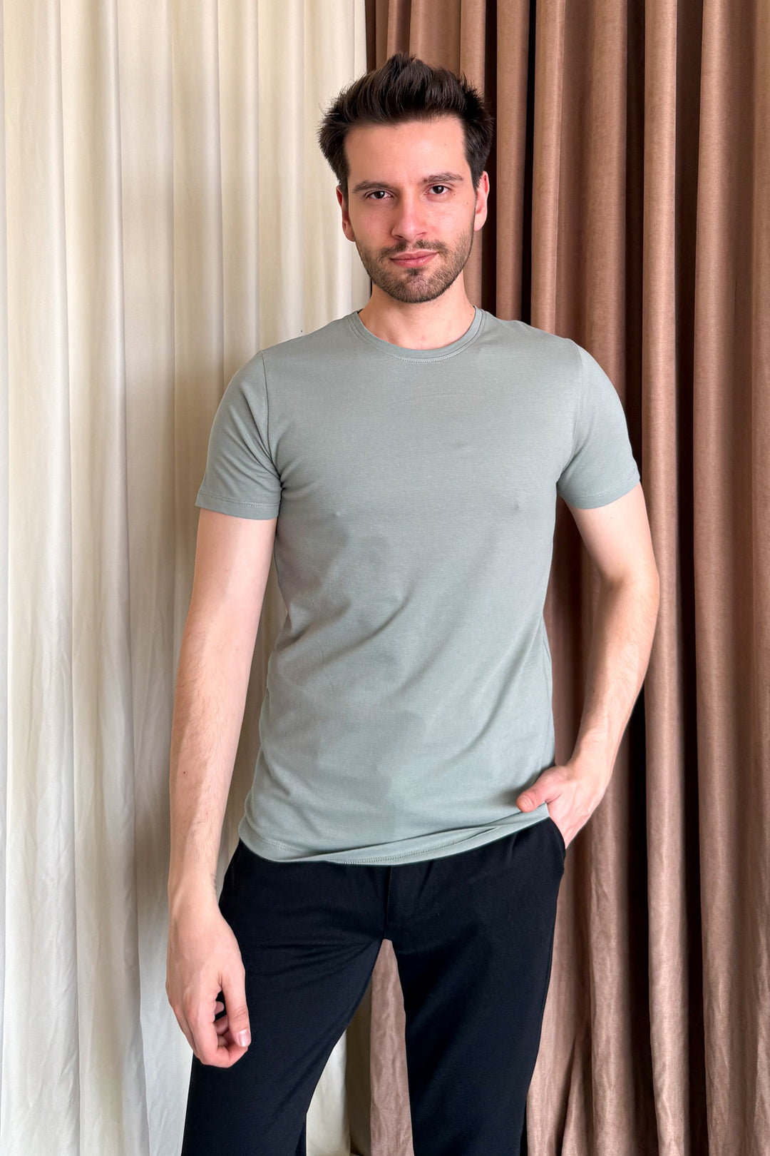 MPL Men's Cotton Ottoman Zero Collar T-shirt 3155 - Rhondda