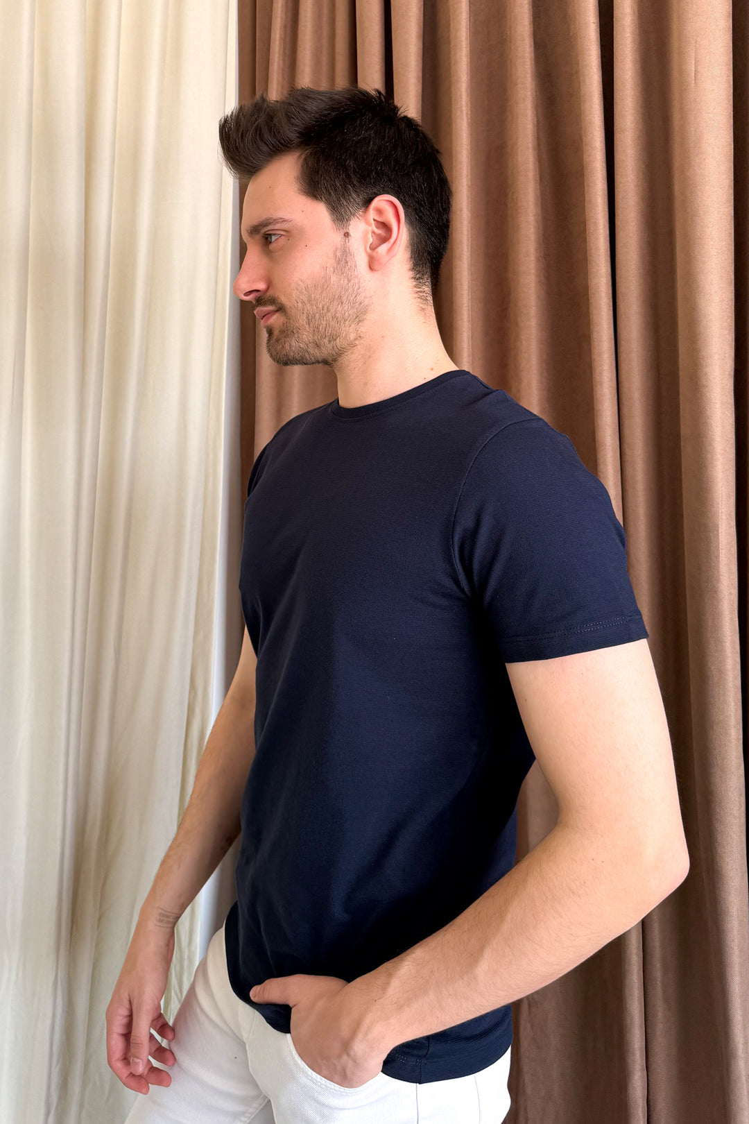 MPL Men's Cotton Ottoman Zero Collar T-shirt 3155 - Sutton in Ashfield