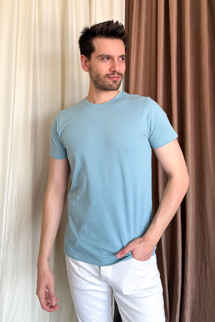MPL Men's Cotton Ottoman Zero Collar T-shirt 3155 - Anniston