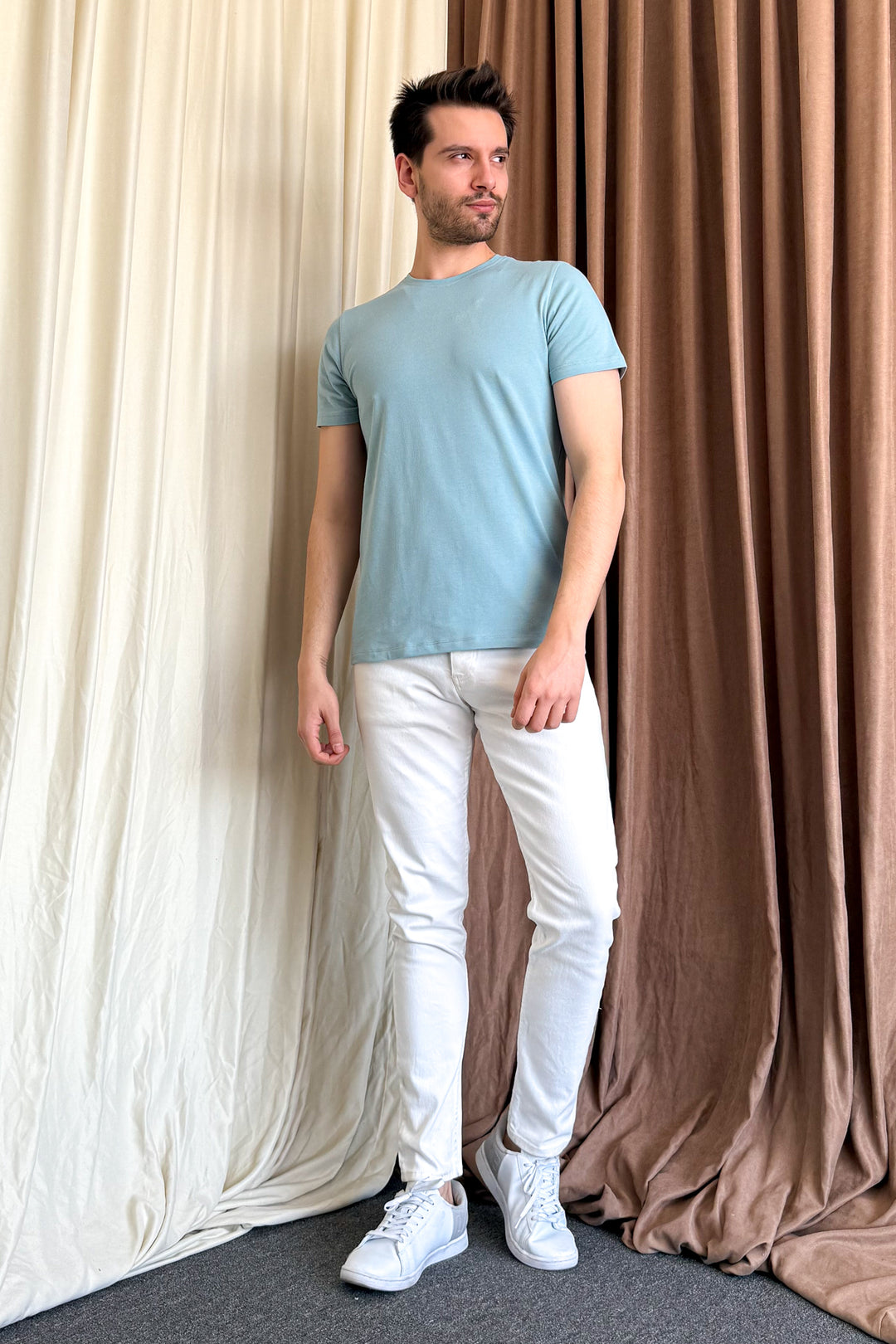 MPL Men's Cotton Ottoman Zero Collar T-shirt 3155 - Anniston