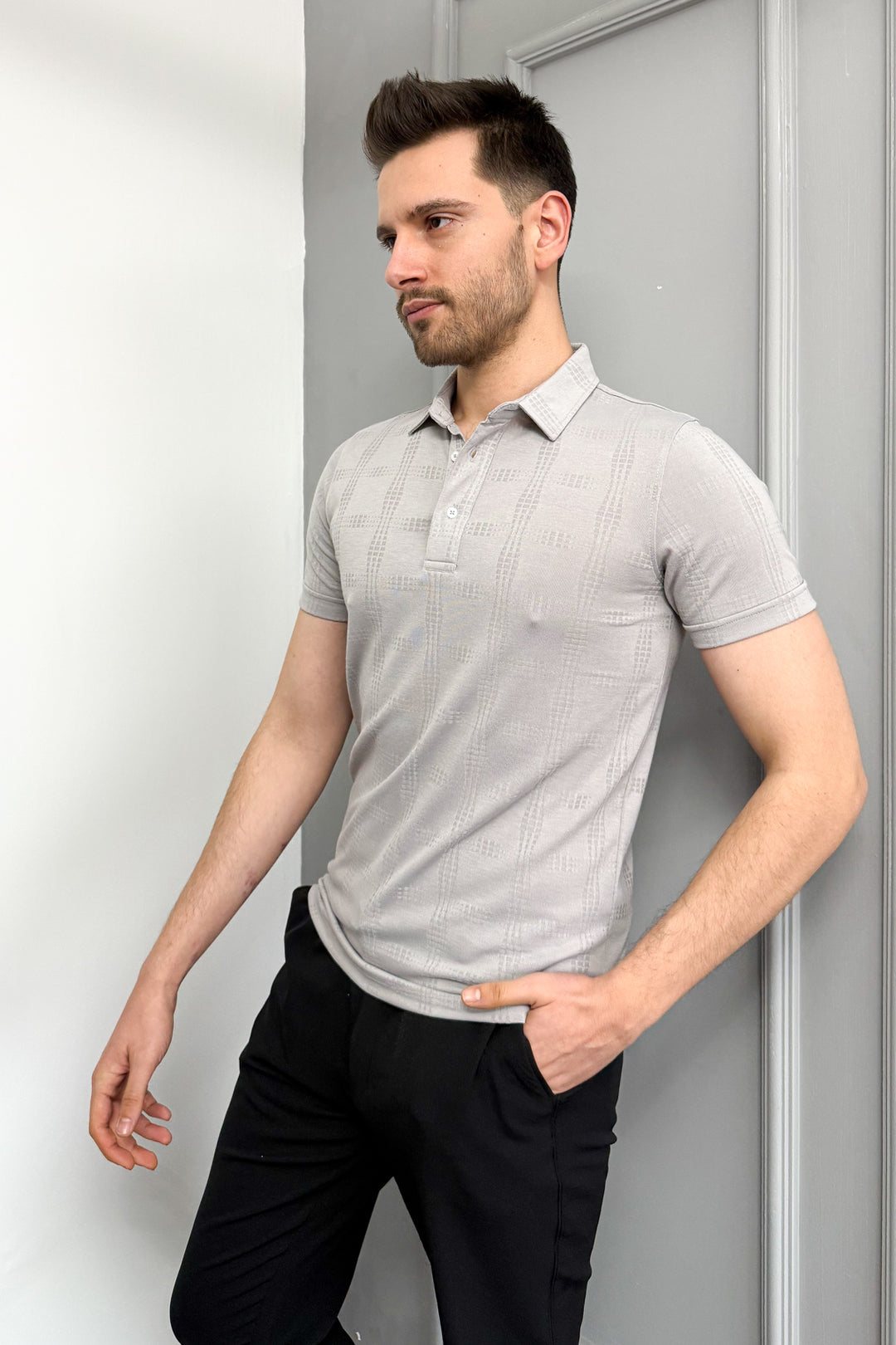 MPL Men's Jacquard Polo Neck T-shirt 3227 - North Miami Beach