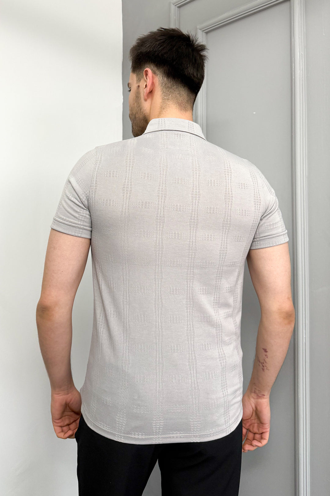 MPL Men's Jacquard Polo Neck T-shirt 3227 - North Miami Beach