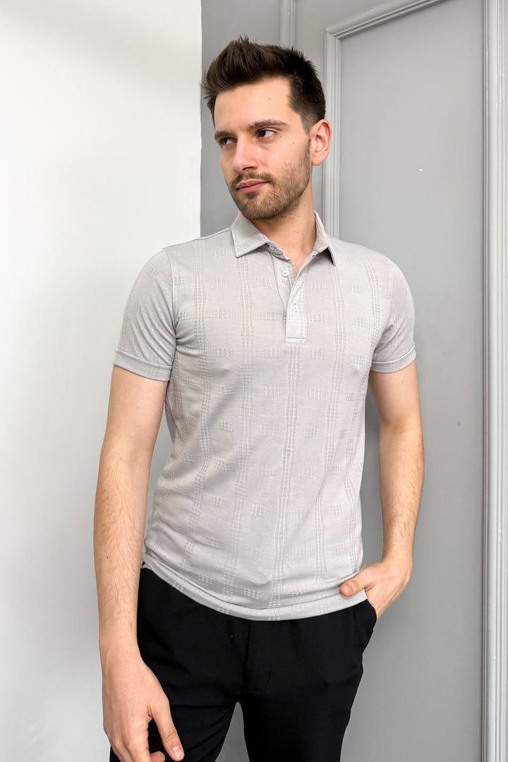 MPL Men's Jacquard Polo Neck T-shirt 3227 - North Miami Beach
