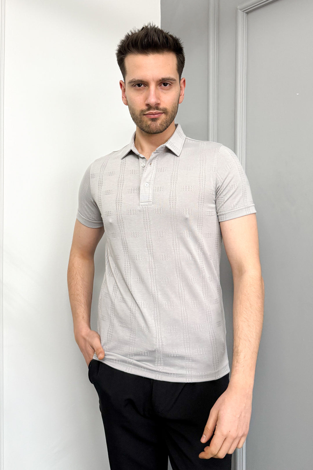 MPL Men's Jacquard Polo Neck T-shirt 3227 - North Miami Beach