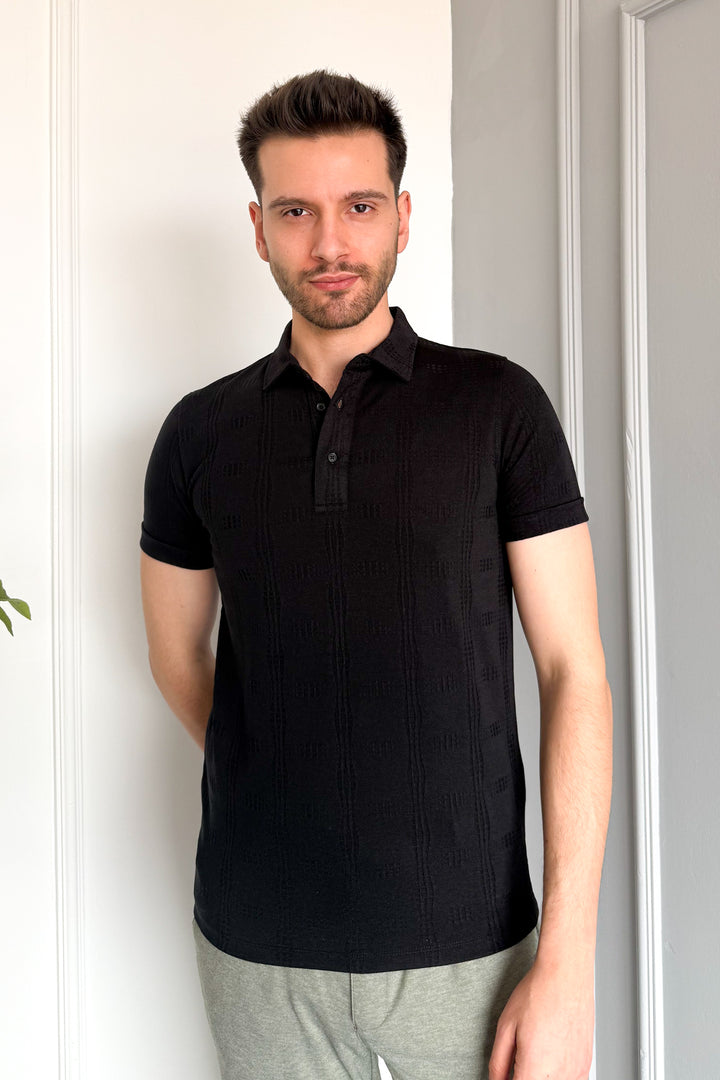 MPL Men's Jacquard Polo Neck T-shirt 3227 - Tlalnepantla