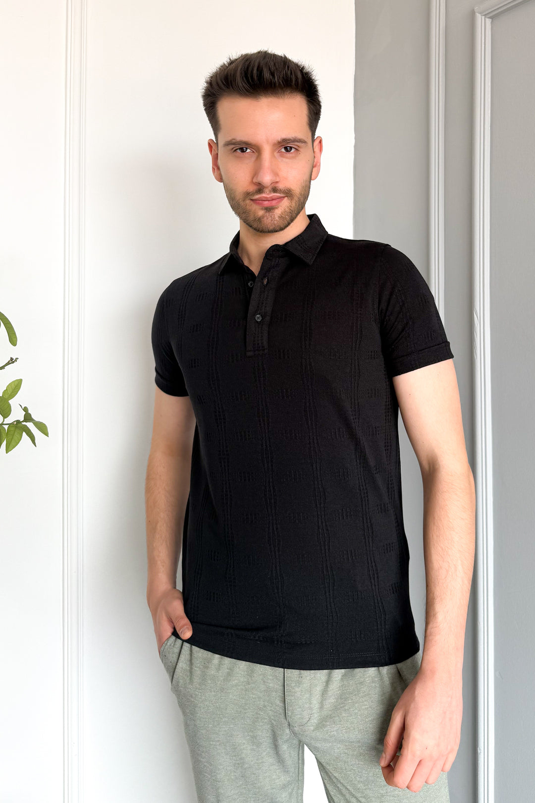 MPL Men's Jacquard Polo Neck T-shirt 3227 - Tlalnepantla
