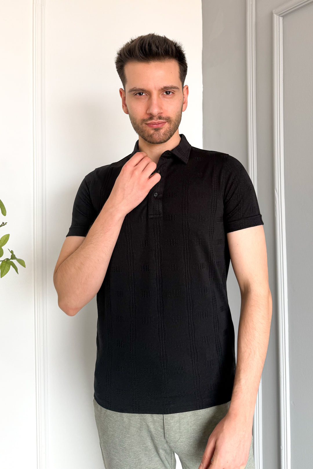 MPL Men's Jacquard Polo Neck T-shirt 3227 - Tlalnepantla