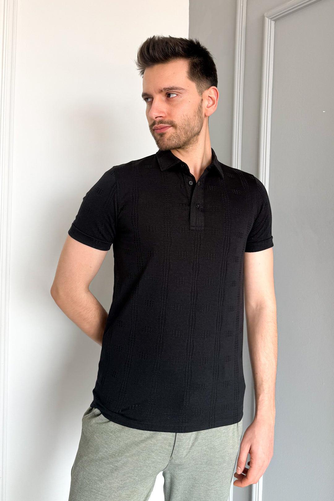MPL Men's Jacquard Polo Neck T-shirt 3227 - Tlalnepantla