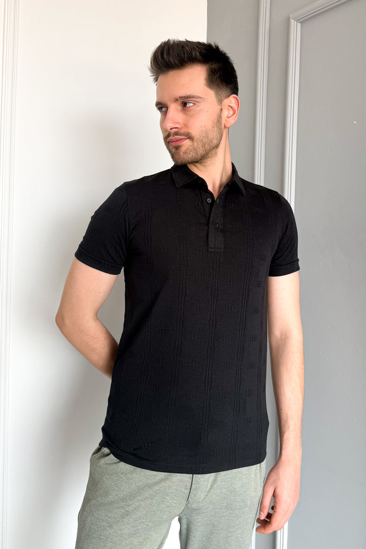 MPL Men's Jacquard Polo Neck T-shirt 3227 - Tlalnepantla