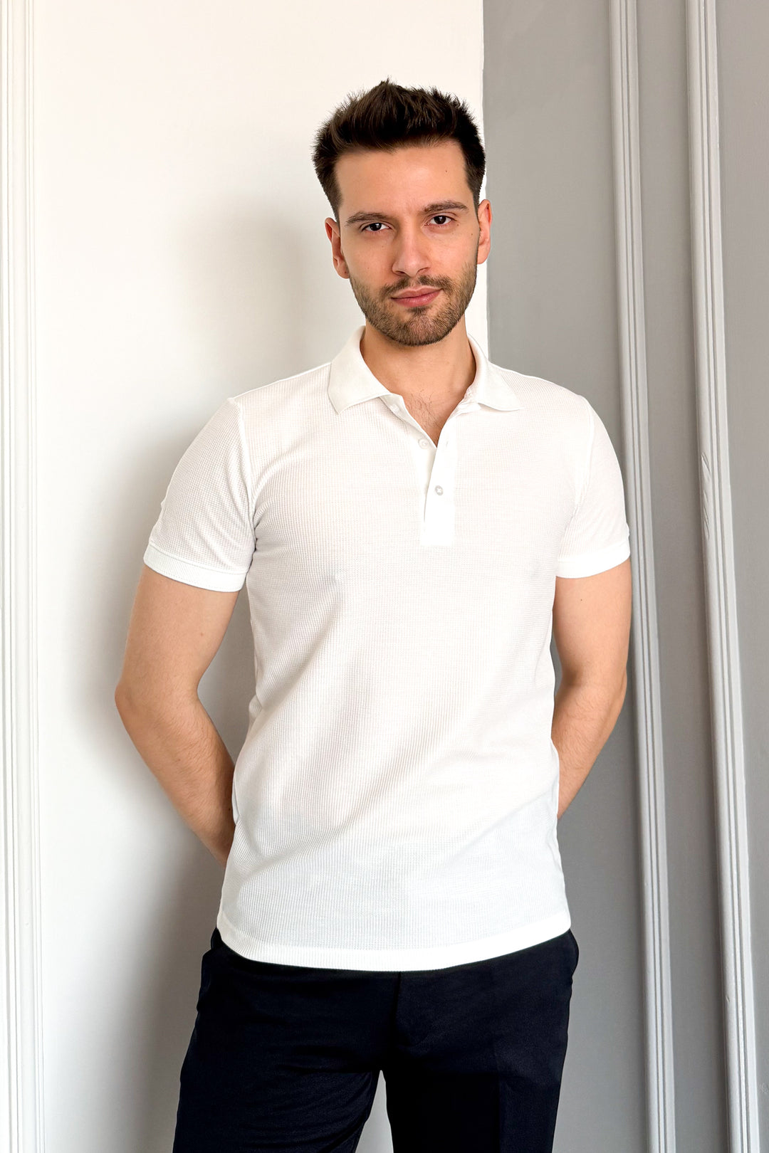 MPL Men's Waffle Polo Neck T-shirt 3229 - Bell Gardens