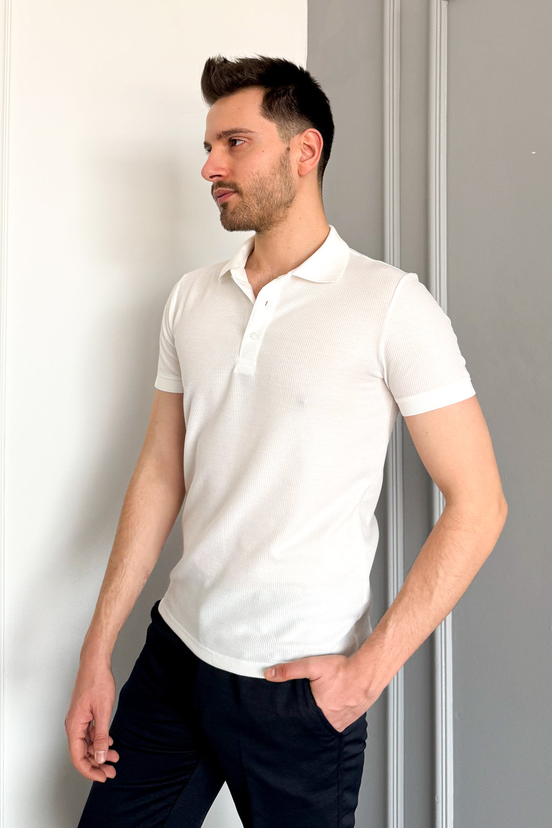 MPL Men's Waffle Polo Neck T-shirt 3229 - Bell Gardens