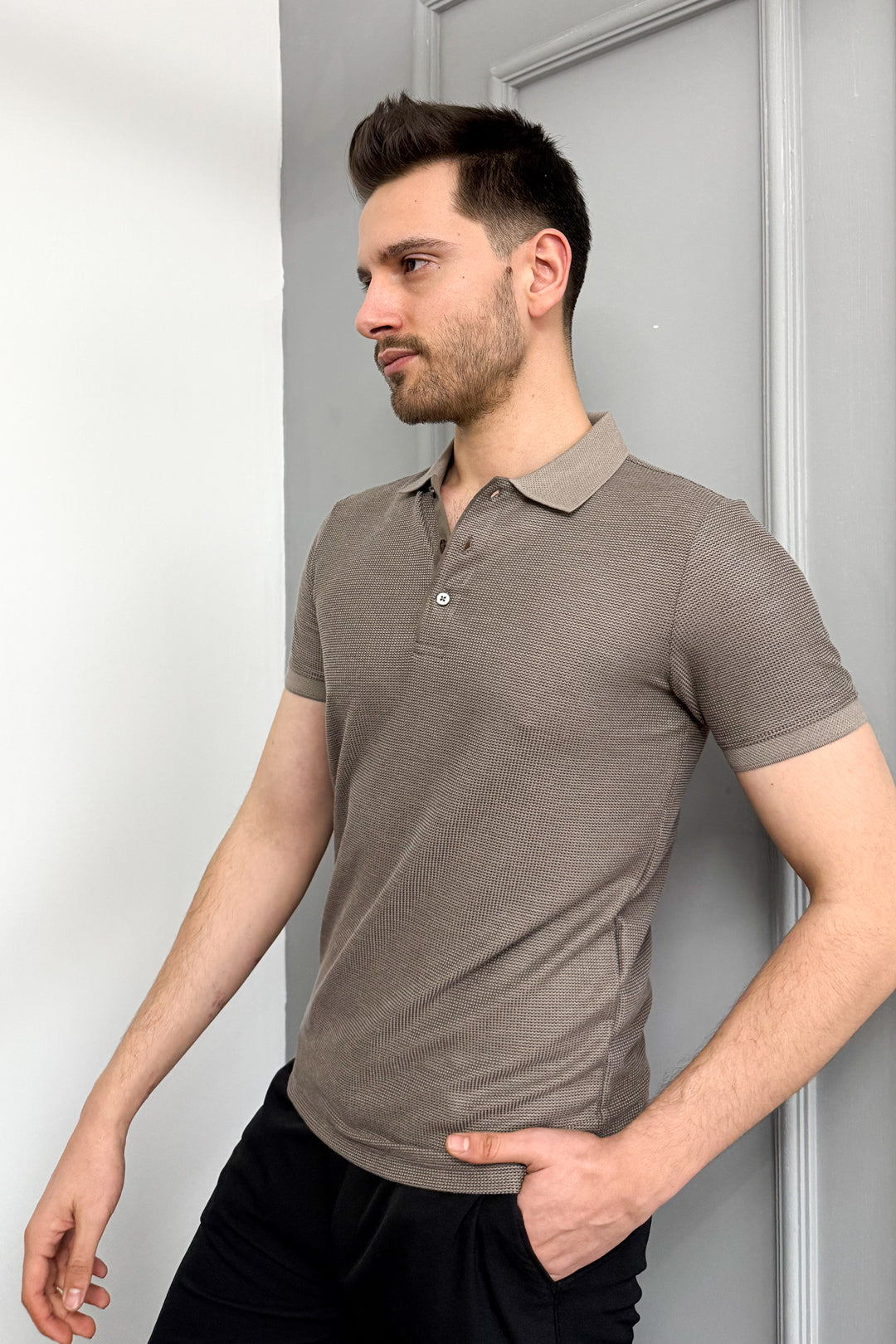 MPL Men's Waffle Polo Neck T-shirt 3229 - Ostfildern