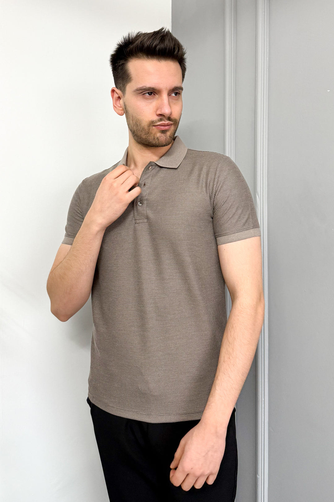MPL Men's Waffle Polo Neck T-shirt 3229 - Ostfildern