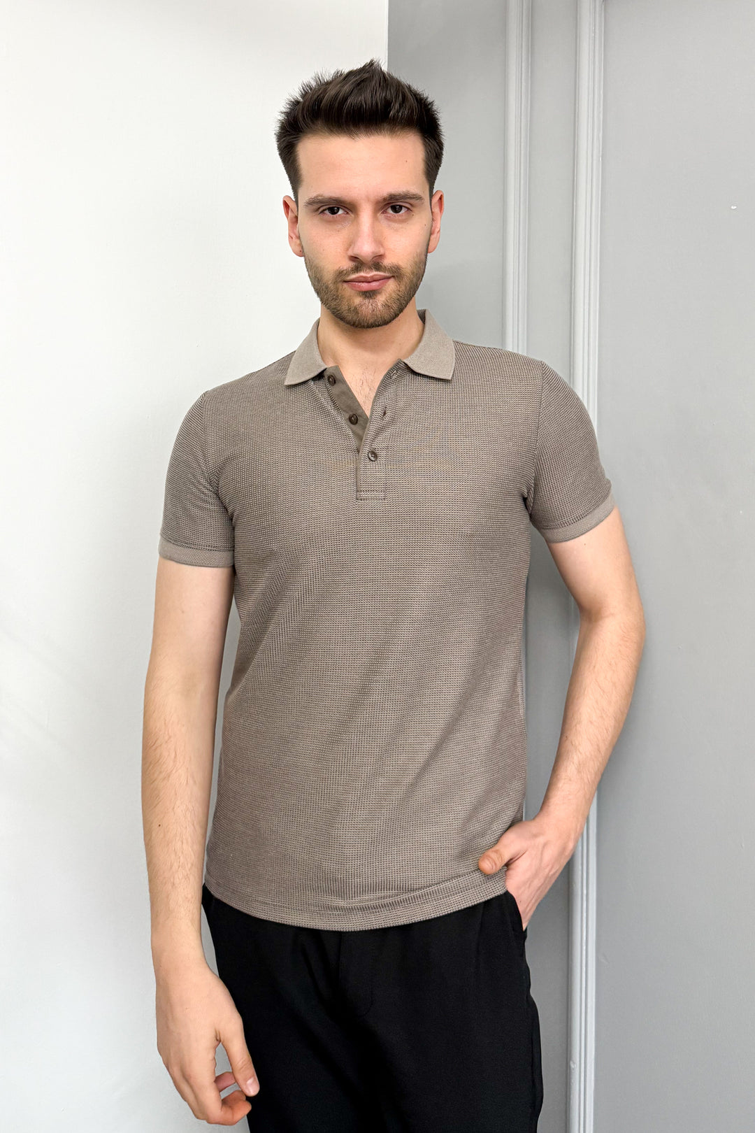 MPL Men's Waffle Polo Neck T-shirt 3229 - Ostfildern