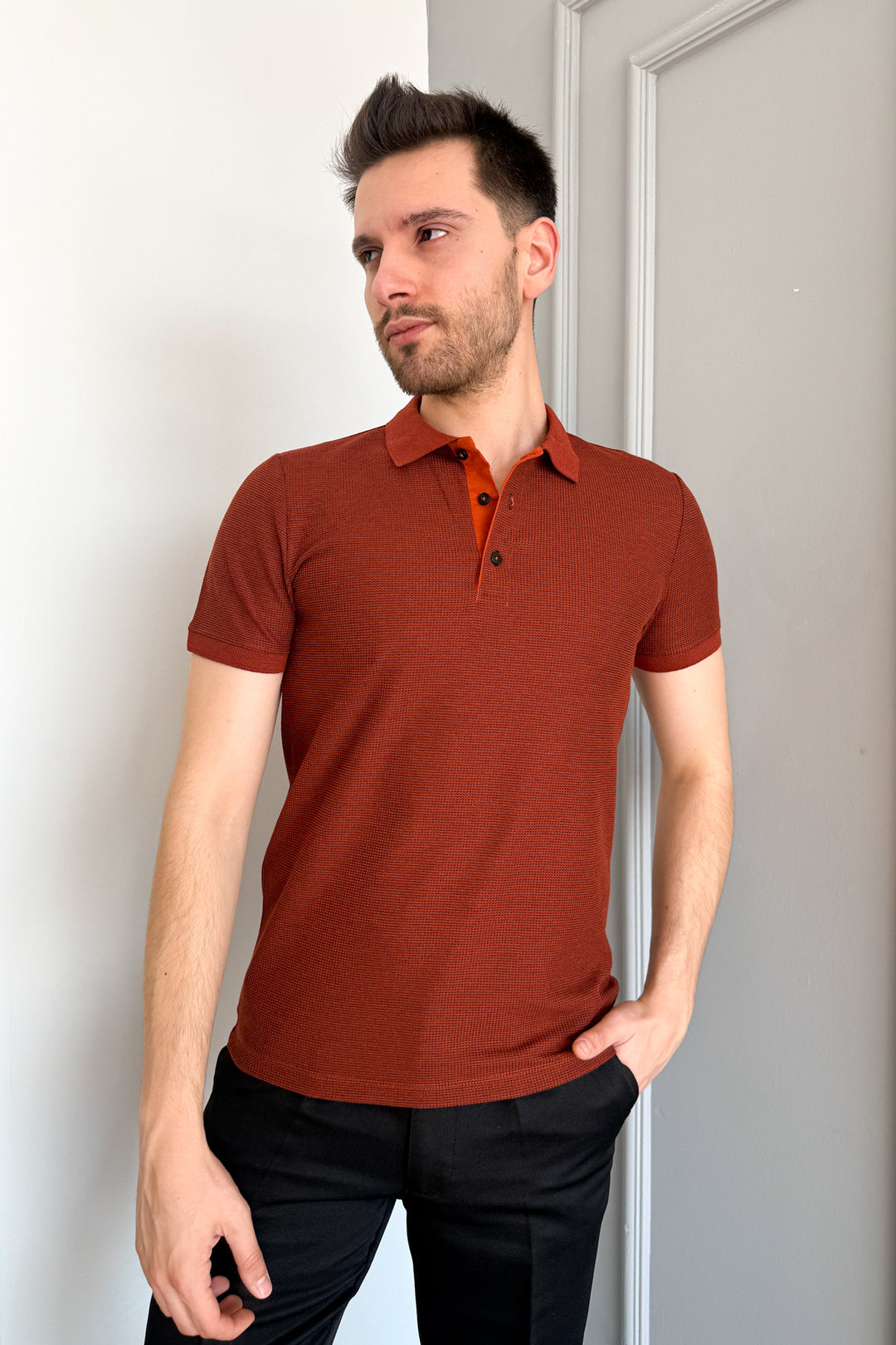 MPL Men's Waffle Polo Neck T-shirt 3229 - Teruel