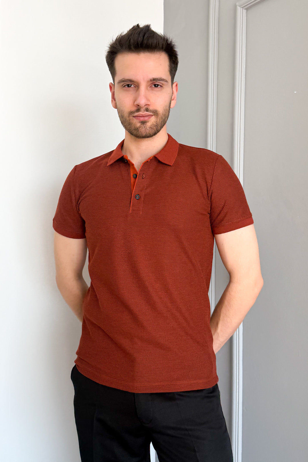 MPL Men's Waffle Polo Neck T-shirt 3229 - Teruel