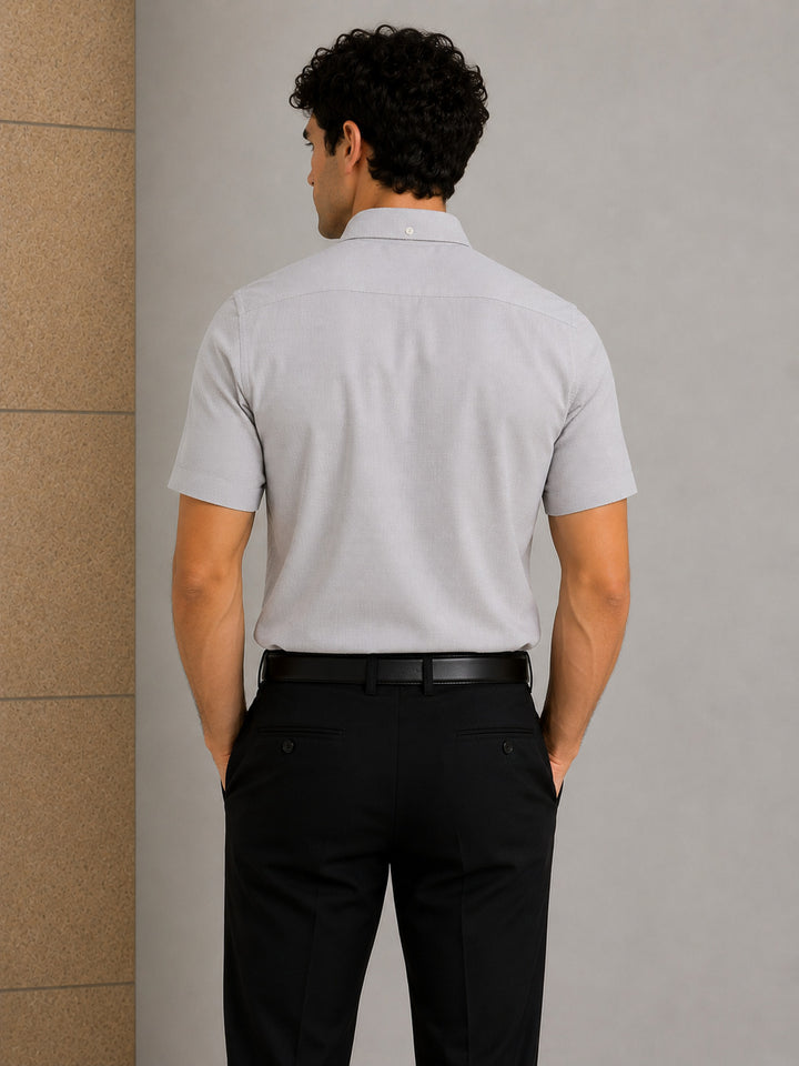 MPL Erkek Kabartma Dokulu Pamuklu Kısa Kol Slimfit Gömlek 01 - Chandler