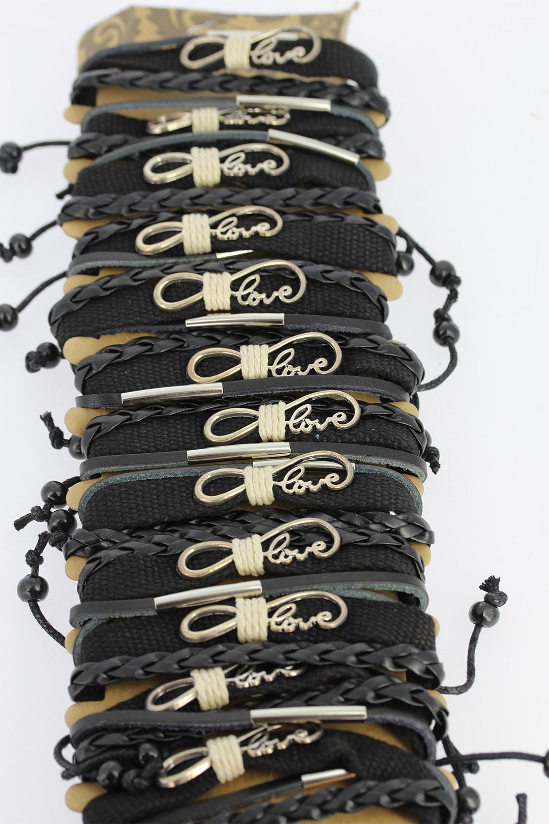 EBJ Black Leather Bracelet with Metal Accessories - Bowling Green