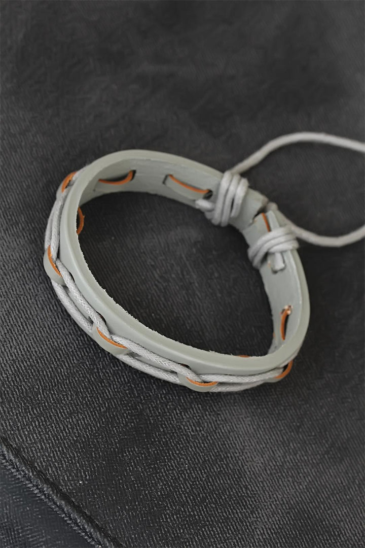 EBJ Gray Color Knitted Leather Men's Bracelet - Bay City