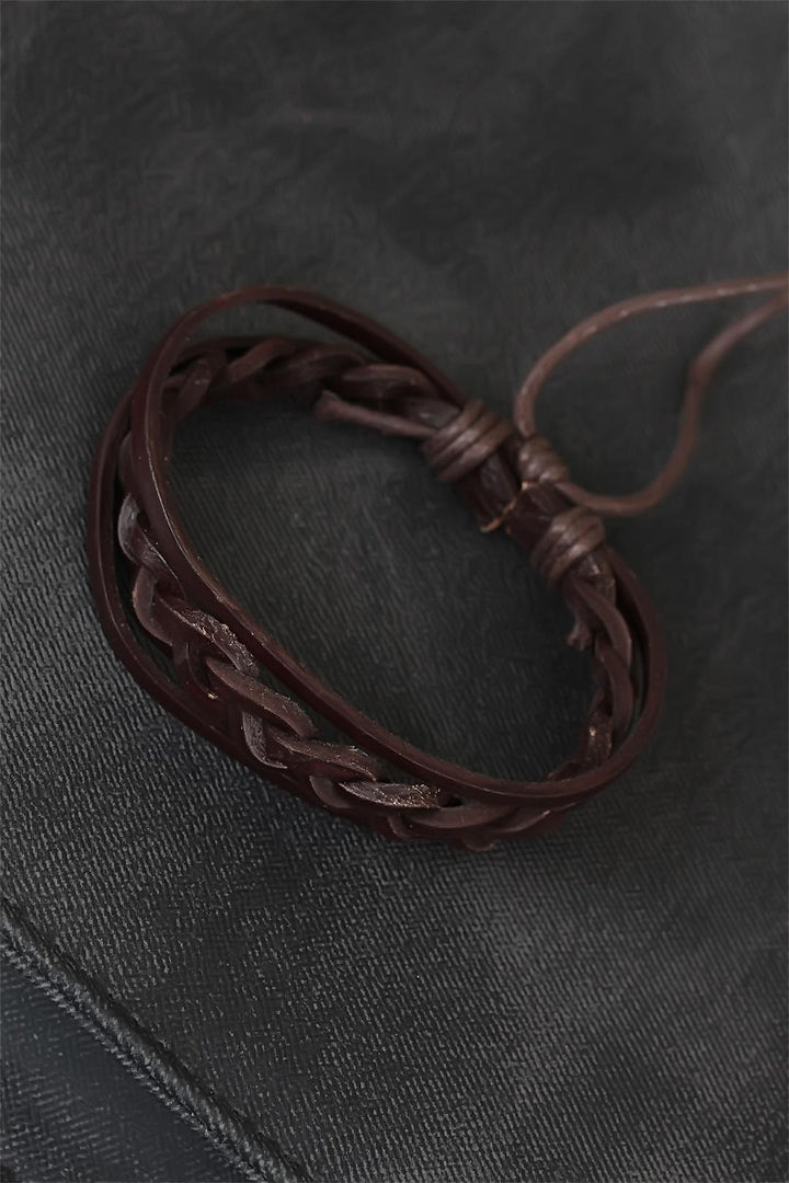 EBJ Brown Braided Leather Men's Bracelet - Nashville