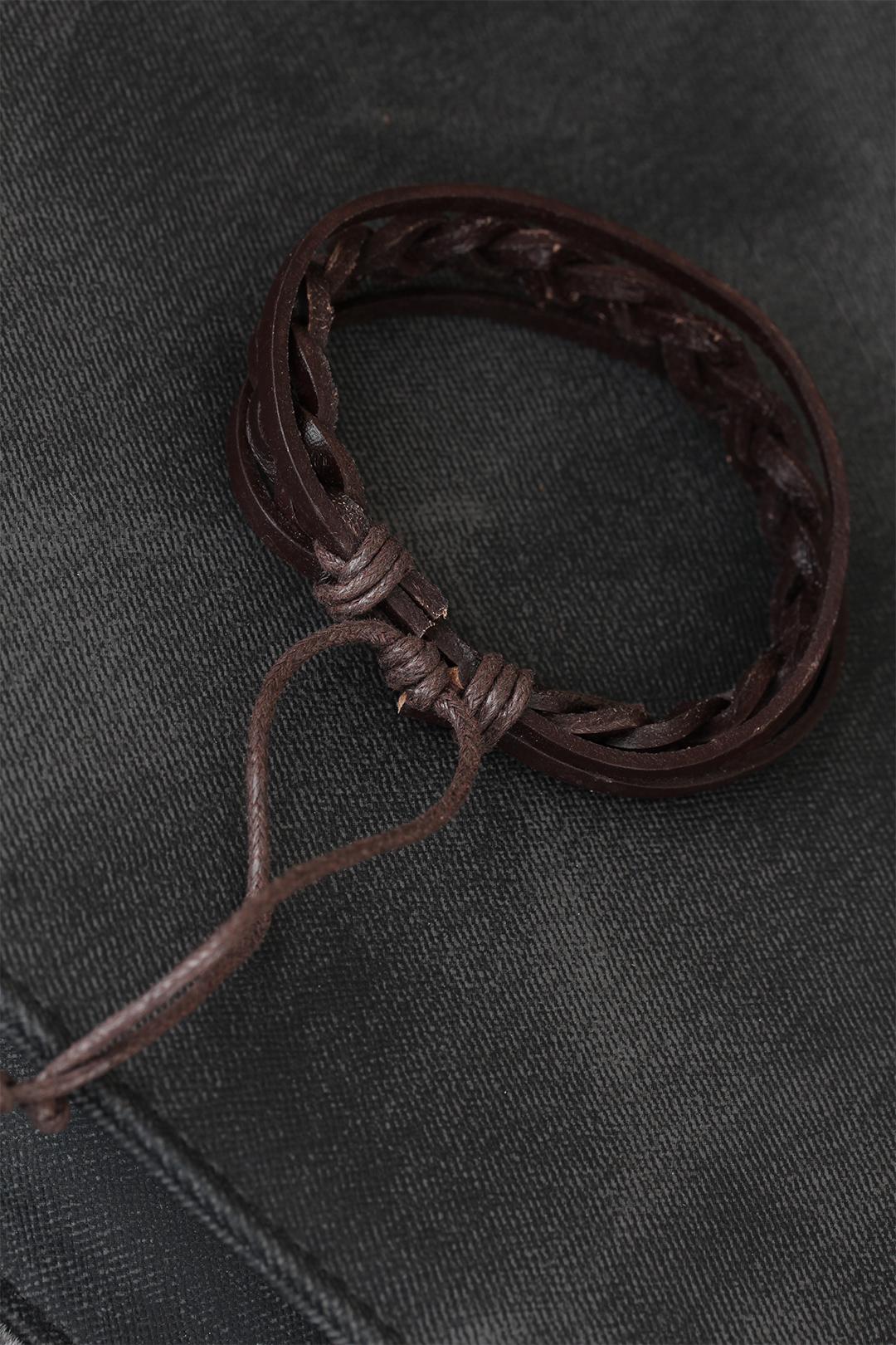 EBJ Brown Braided Leather Men's Bracelet - Nashville