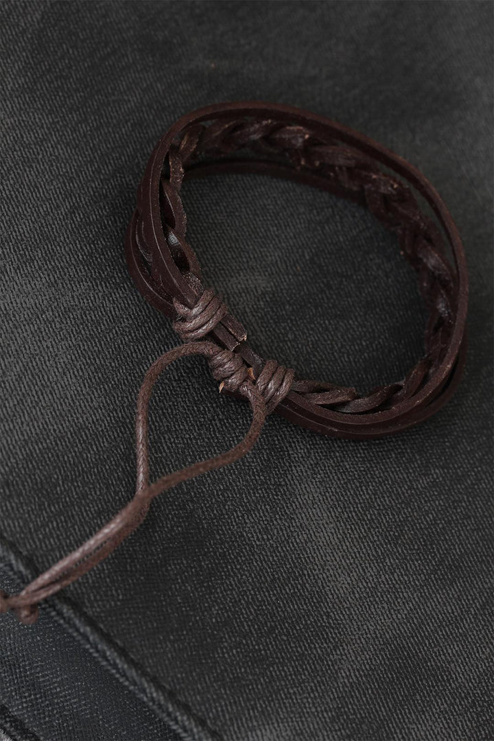 EBJ Brown Braided Leather Men's Bracelet - Nashville