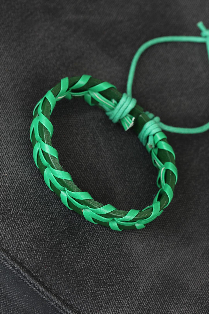 EBJ Green Color Leather Men's Bracelet - Fairborn
