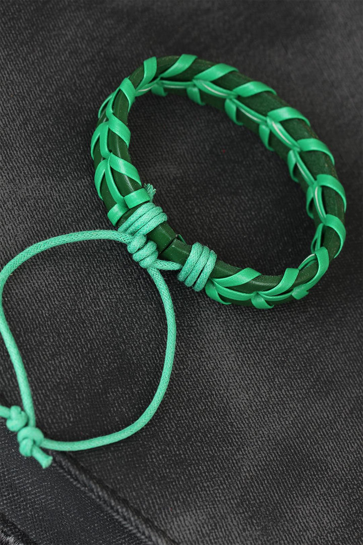EBJ Green Color Leather Men's Bracelet - Fairborn