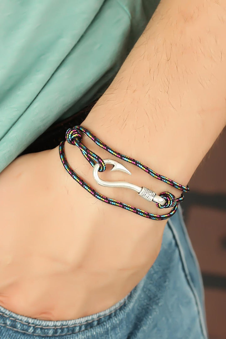 EBJ Striped Patterned Metal Hooked Men's Bracelet - Girona