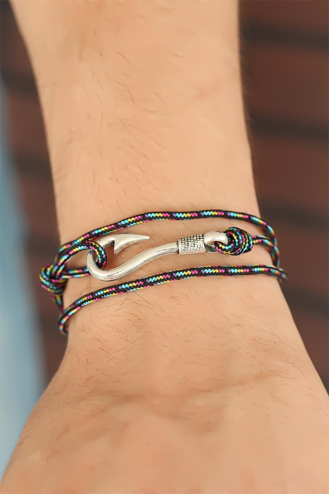 EBJ Striped Patterned Metal Hooked Men's Bracelet - Girona